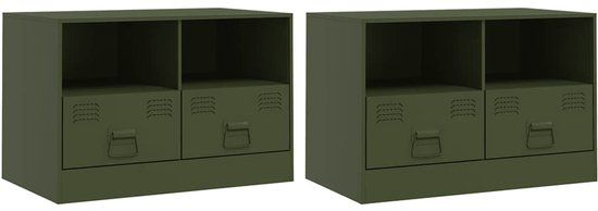 vidaXL Nachtkastjes 2 stuks 67x39x44 cm staal olijfgroen
