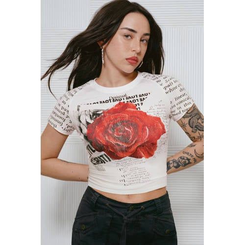 Desigual T-shirt met tekst - wit