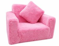 ODOL-PLUSZ Kindvriendelijke opvouwbare pluchen kinderstoel met zitting en ligfunctie – comfortabel kids relaxfauteuil, roze pluche