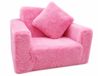 ODOL-PLUSZ Kindvriendelijke opvouwbare pluchen kinderstoel met zitting en ligfunctie – comfortabel kids relaxfauteuil, roze pluche