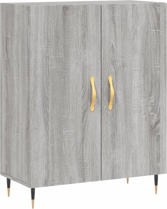 vidaXL Dressoir 69,5x34x90 cm Bewerkt Hout Grijs Sonoma Eikenkleurig