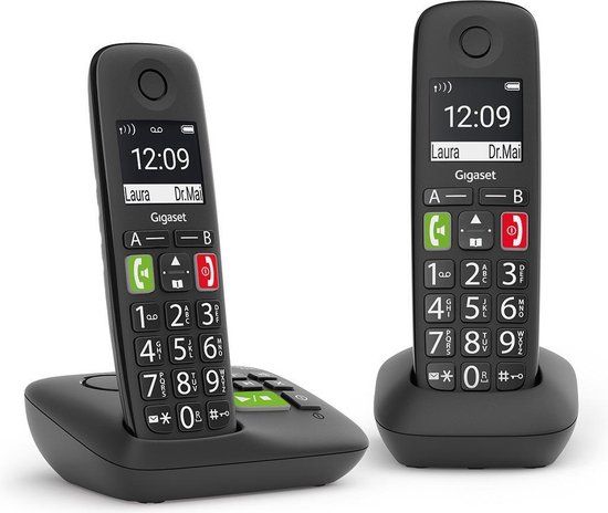 Gigaset E290A Duo Analoge-/DECT-telefoon met Nummerherkenning Zwart