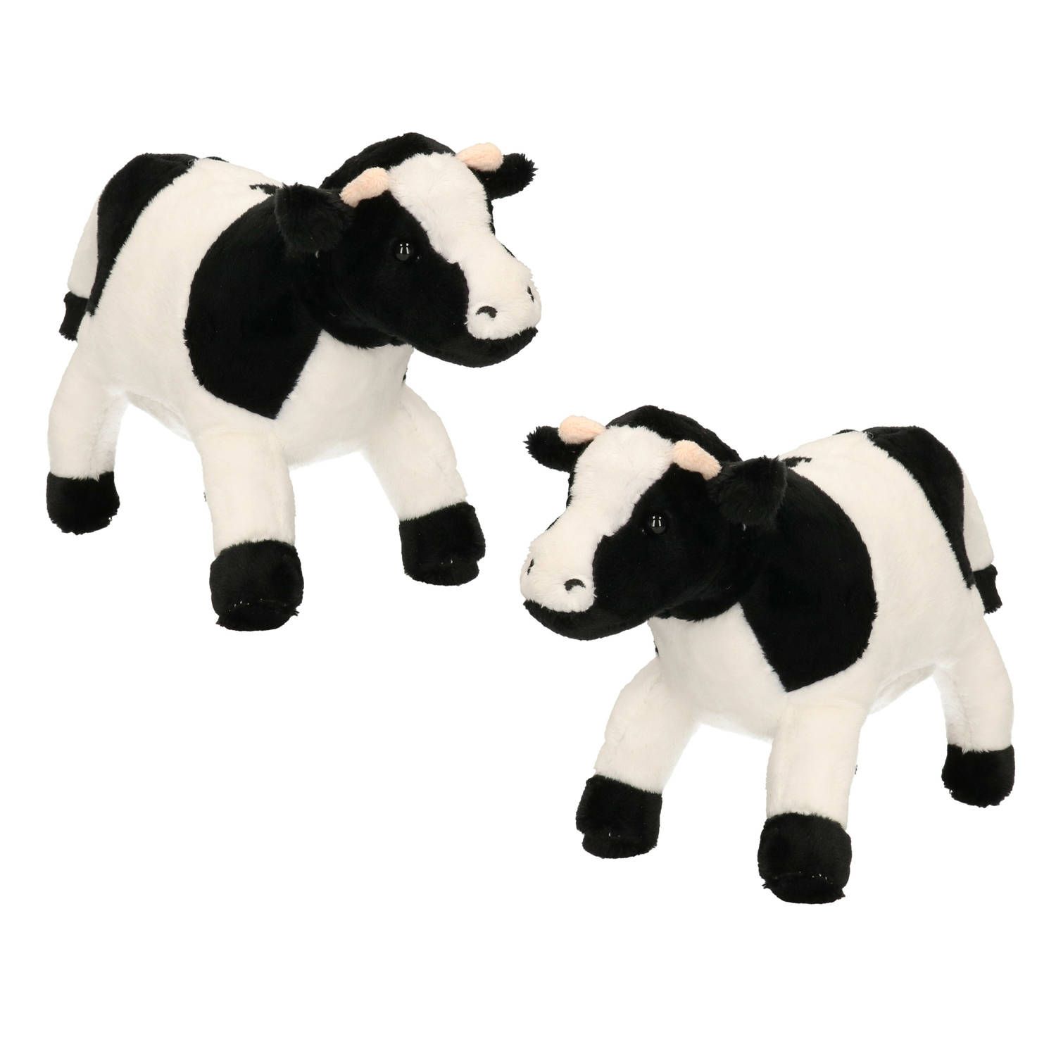 Cornelissen Set van 2x pluche knuffel dieren Koeien 23 cm - Speelgoed boerderij knuffels - Cadeau