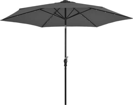 vidaXL Tuinparasol met LED-verlichting en stalen paal 300 cm antraciet