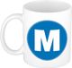 Bellatio Decorations Koffie mok met de letter M - beker - blauw - eerste letter van een voornaam - wit - 300 ml