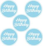 Bellatio Decorations Sous-verres Joyeux Anniversaire - 30 pièces - bleu clair - D10 cm - Décoration d'anniversaire