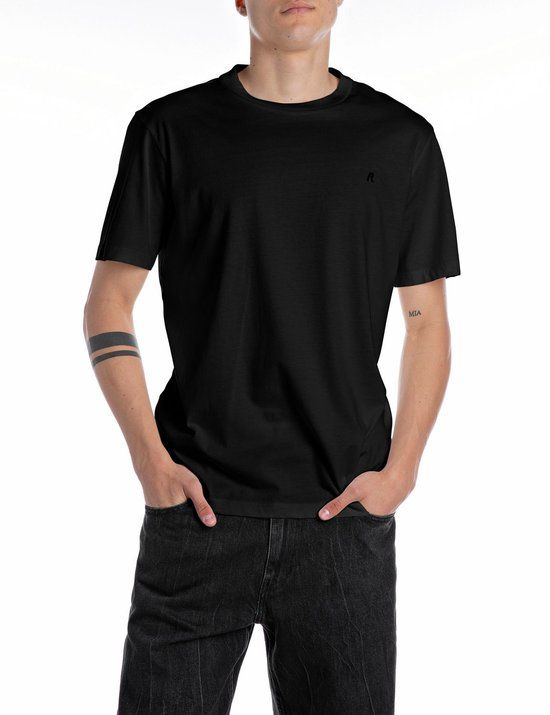 Replay Heren T-shirt regular fit Zwart 3XL Ronde Hals Katoen