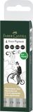 Faber-Castell 167004 - Inktpen, ECCO PIGMENT, 0,2 mm - 0,8 mm, 4 stuks, zwart