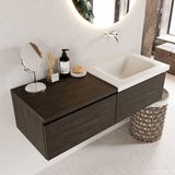 Mondiaz Bukla badmeubel rechts 2 lades 120 dark brown en talc