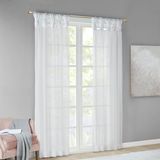 Madison Park DIY Twisted Tab Sheer Window Gordijnpaneel Paar Voile Privacy Drape voor Slaapkamer, Woonkamer, 50 "x 63", Wit, 2 Count