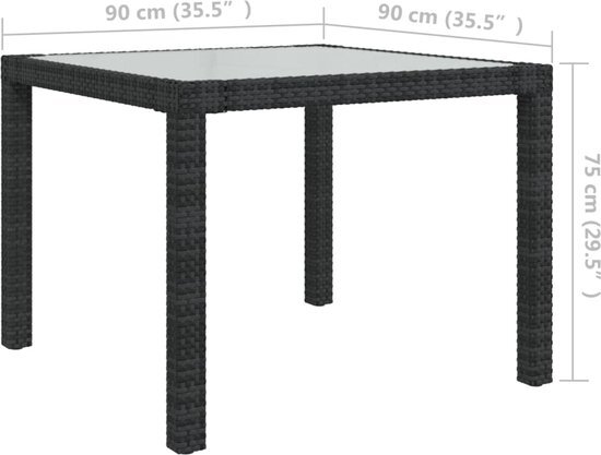 vidaXL 5-delige Tuinset met kussens poly rattan zwart