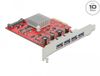 Delock PCI Express x4 Card to 4 x external SuperSpeed USB 10 Gbps (USB 3.2 Gen 2) USB Type-A female