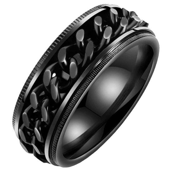 LGT JWLS LGT Jewels edelstaal heren ring Cuban Link Zwart-19mm