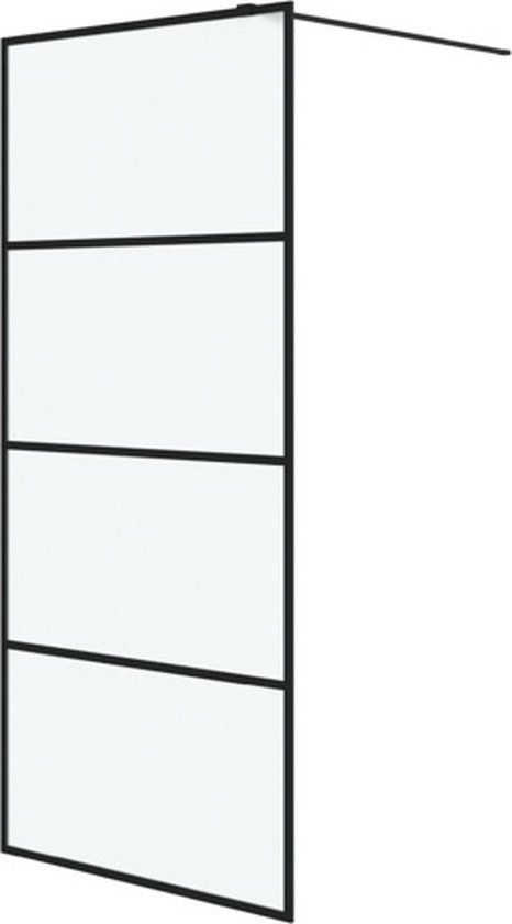 vidaXL Inloopdouchewand - 90x195 cm - mat - ESG-glas - zwart