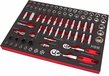 HBM Professionele 74 Delige Doppenset Foam Inlay - 3/8" & 1/2" - Rood/Zwart