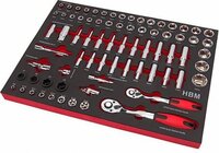 HBM Professionele 74 Delige Doppenset Foam Inlay - 3/8" & 1/2" - Rood/Zwart