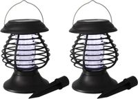 Merkloos / Sans marque Hit Trading B.V. Set van 2x stuks solar tuinlampen/prikspots anti-muggenlampen op zonne-energie 22 cm