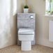 Hudson Reed WC-Ombouw Hoekmontage Moderne Béton Gris avec Réservoir, Cluo Toilette Debout et Bouton-Poussoir de Chasse d'Eau Chromé | Exton
