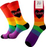 Tutti Footi Sokken met Regenboog, Hart & tekst Love - maat 41-46 - Pride/LGBTQ Sokken