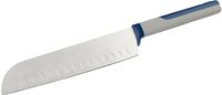 Tasty Santoku Mes 18 cm, Roestvrij Staal Scherp Blade, Duurzaam Keukenmes met Ergonomisch Soft-Touch Handvat (Kleur: Blauw, Grijs, Zilver)