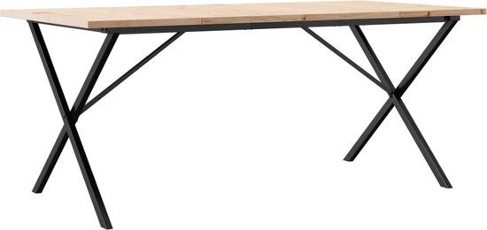 vidaXL Eettafel X-frame 180x90x75,5 cm massief grenenhout en staal