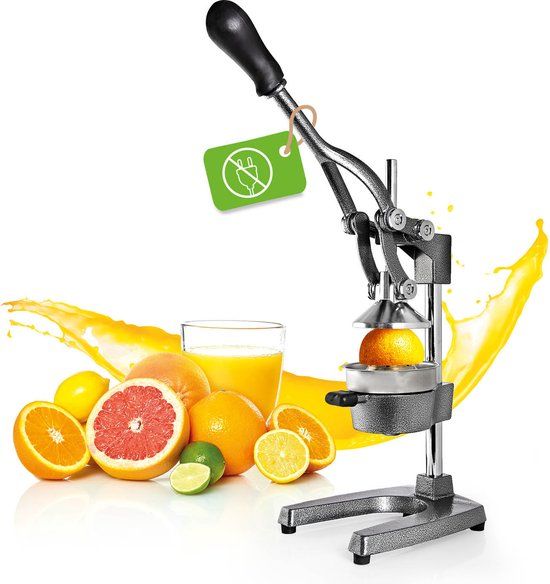 Lumaland Roestvrijstalen Citruspers | Handbediende Sapcentrifuge | Vaatwasserbestendig | Zilver