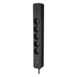 DEBFLEX Stekkerdoos met schakelaar - 5 stopcontacten 2P+T 16A + 1 USB-A + 1 USB-C 3,4A - Ideaal voor meerdere aansluitingen - 1,5 m snoer - Zwart