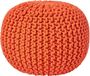 Homescapes Rond gebreide poef 100% katoen - Oranje - 35x40 cm
