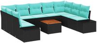 vidaXL Tuinbank - Set - 10 - st - Zwart - poly - rattan