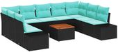 vidaXL Tuinbank - Set - 10 - st - Zwart - poly - rattan