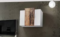 Homemania Wandunit, koro-design, met deuren, planken voor woonkamer, keuken, badkamer, kantoor, wit, esdoorn van hout, 90 x 38 x 65,5 cm, melamine plaat