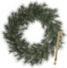Merkloos Kerstkrans 60 cm - groen - met gouden hanger/ophanghaak - kerstversiering