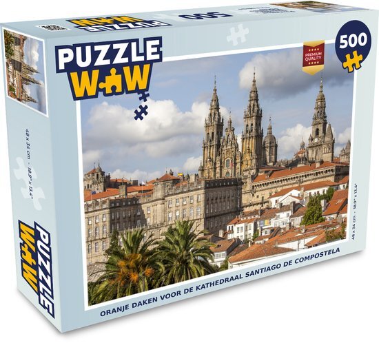 MuchoWow Puzzel Oranje daken voor de kathedraal Santiago de Compostela - Legpuzzel - Puzzel 500 stukjes