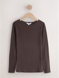 Next - Dames - Comfortabele ajourgebreide thermische top met lange mouwen voor maximale warmte - Bruin