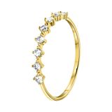 Lucardi Dames Ring met zirkonia - Ring - Cadeau - 14 Karaat Goud - Geelgoud