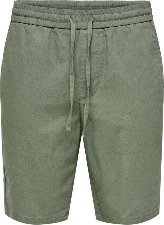 ONLY & SONS ONSLINUS Regular Fit Linnen Shorts Sea Spray L