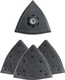 Schuurset - groot geperforeerd delta-schuurplateau - FEIN - 2 geperforeerde vellen schuurpapier - korrel 60 80 180 - Starlock Plus opname - randlengte 130 mm