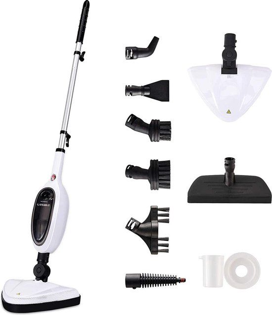 Media Evolution STEAM-IT 2 in 1 Stoomreiniger Én Handstomer - Met 10 Opzetstukken Voor Alle Vloeren, Bank, Badkamer En Tapijt - Wit