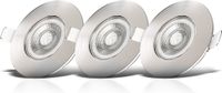 B.K.Licht - Inbouwspots badkamer - LED - 3 stuks - dimbaar - Ø9cm - 3.000K - 460Lm - 5W - nikkel