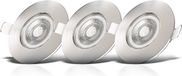 B.K.Licht - Inbouwspots badkamer - LED - 3 stuks - dimbaar - Ø9cm - 3.000K - 460Lm - 5W - nikkel