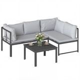 Outsunny Tuinbankstel - Metaal, Polyester - Grijs