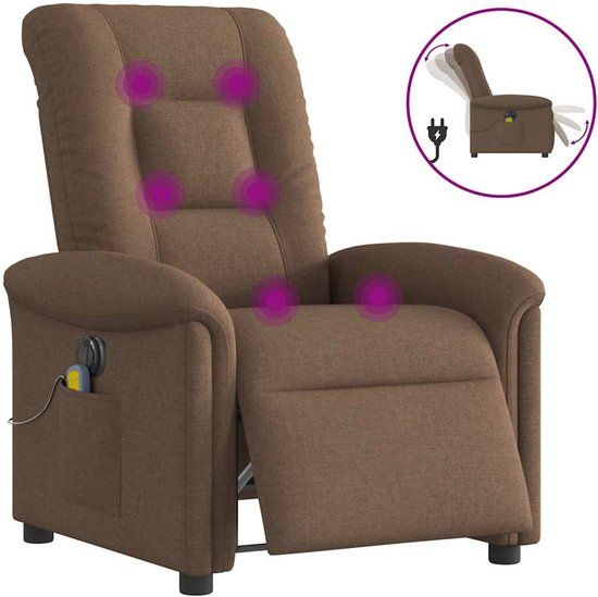 vidaXL Massagestoel elektrisch verstelbaar stof bruin