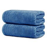 Tens Towels Grote badlakens, 100% katoen, 88,9 x 177,8 cm, extra groot, licht, sneldrogend, super absorberend, oversized (blauw)