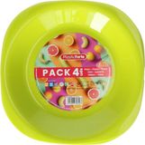 Plasticforte Verjaardag/kinderen/camping borden - 4x stuks - Dia 21 cm - limegroen - kunststof - onbreekbaar