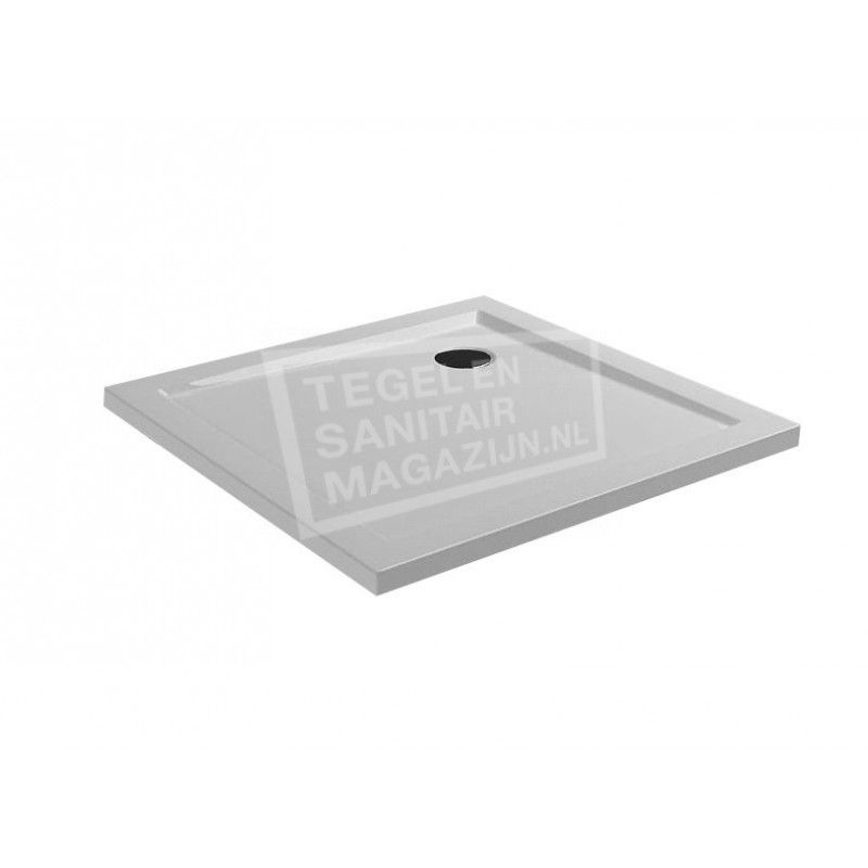 Wiesbaden Douchebak vierkant met poten en voorpaneel 90 x 90 cm, hoogte 14 cm
