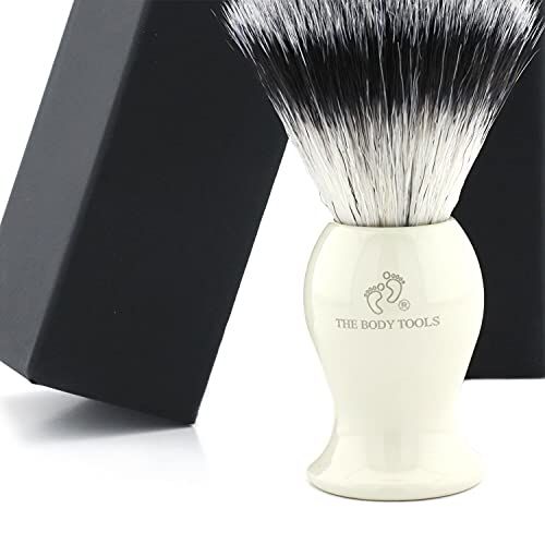 THE BODY TOOLS Mens baard synthetische scheerkwast handgemaakte hars handvat luxe synthetische borstel voor nat scheren