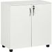 Armoire de classement verrouillable, meuble de bureau 2 portes 2 étagères, rangement polyvalent avec poignée en aluminium, pour maison bureau, 80x40x80 cm, blanc