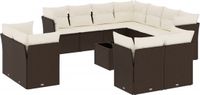 vidaXL 12-delige Loungeset met kussens, polyrattan, bruin