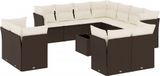 vidaXL Loungeset met kussens, polyrattan, bruin