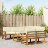 vidaXL - Hoek loungeset - Acacia hout - Natuurlijk en crème - 8 zitplekken